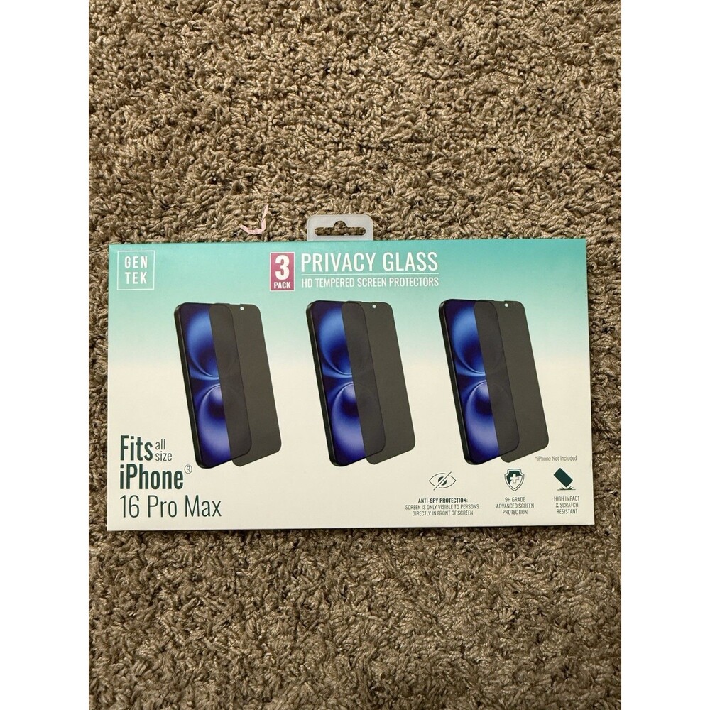 Gentek Privacy Glass 3 PACK for iPhone 16 Pro Max